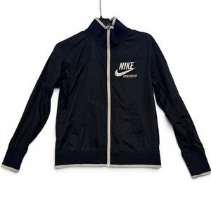 Nike Sportswear Womens Black Full Zip Windbreaker Jacket Retro Y2K Style